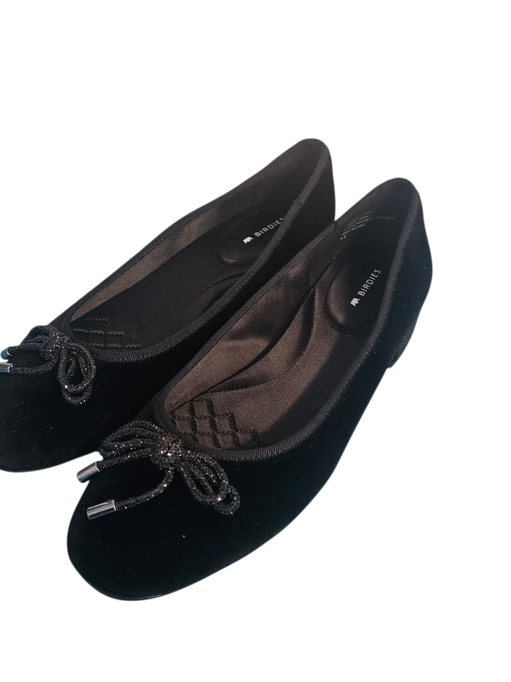 Birdies The Hummingbird 30 Black Velvet Ballet Flats Chunky Heel Size 8.5 NWOT